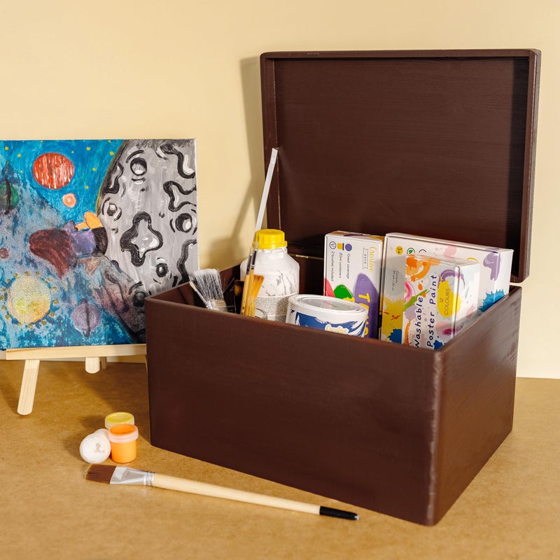 Creative Deco Large Brown Wooden Box Storage with Hinged Lid | 15.8 x 11.8 x 9.44 inches (+-0.5) | Gift Box Kitchen Storage Document | Product NOT Intended for 15 Years OR Below - Image 2